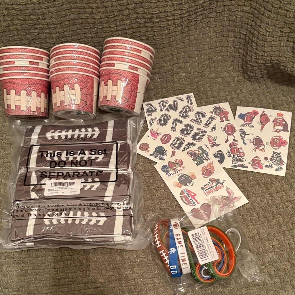 Football Party Favor Kit - Brown & White